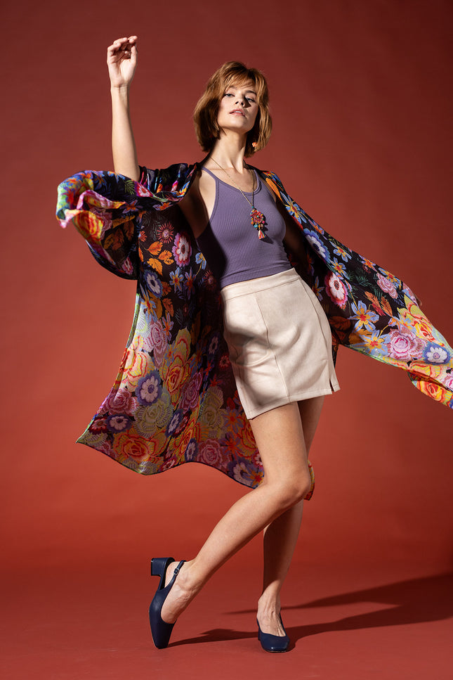 Vibrant Bloom Jacquard Kimono