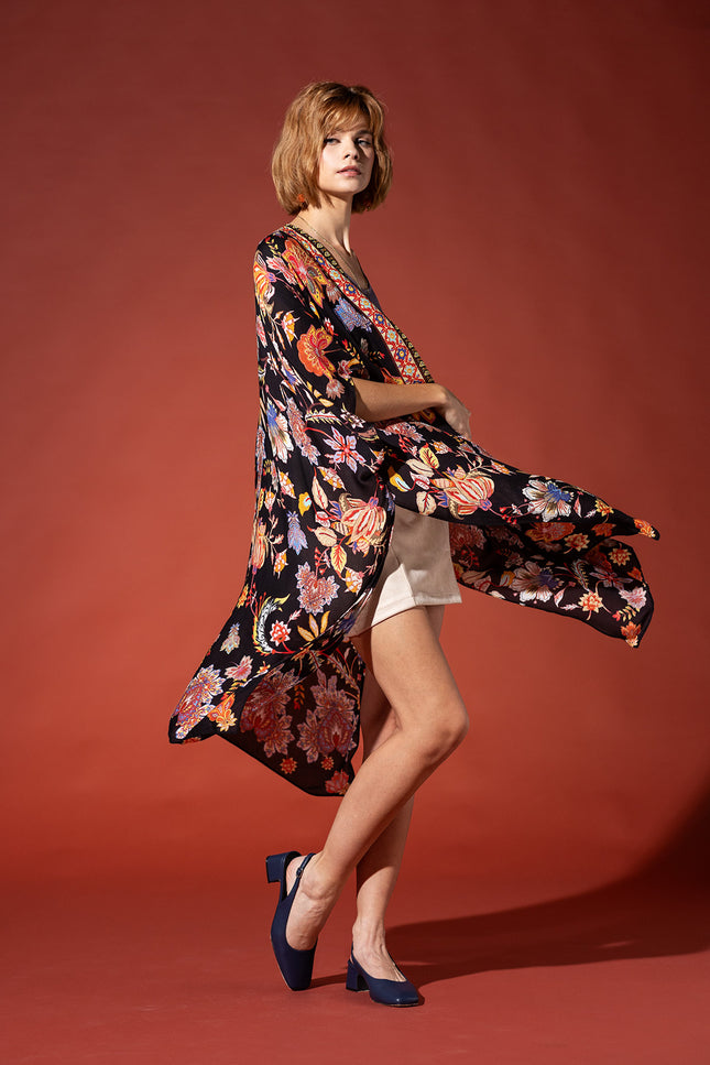 Floral Tapestry Jacquard Kimono