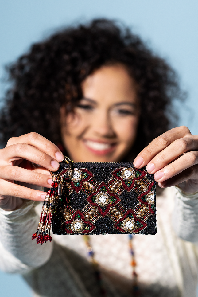 Obsidian Rose Coin Pouch