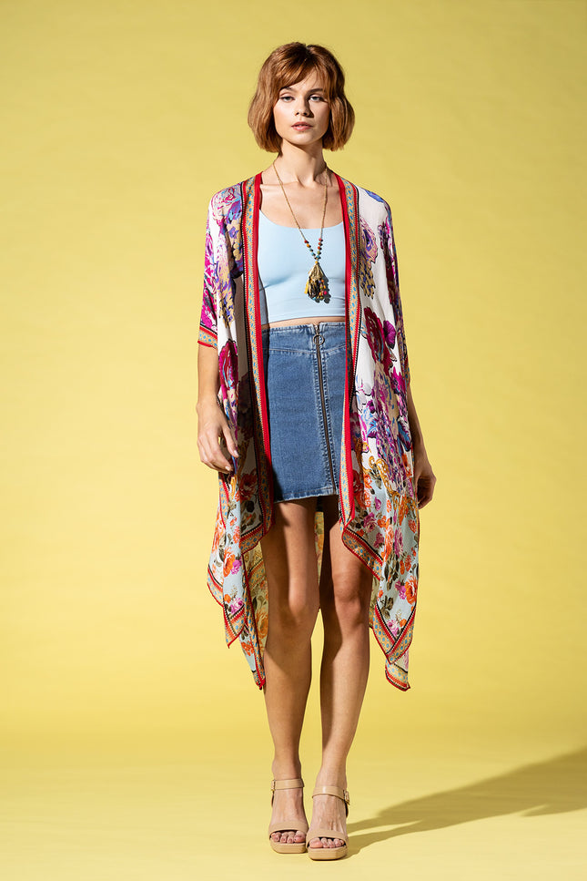 Royal Blossom Boho Kimono