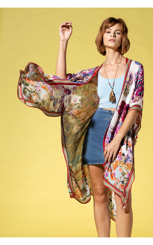 Royal Blossom Boho Kimono