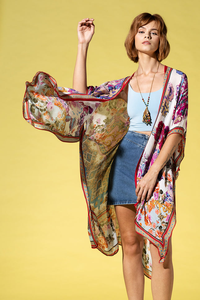 Royal Blossom Boho Kimono