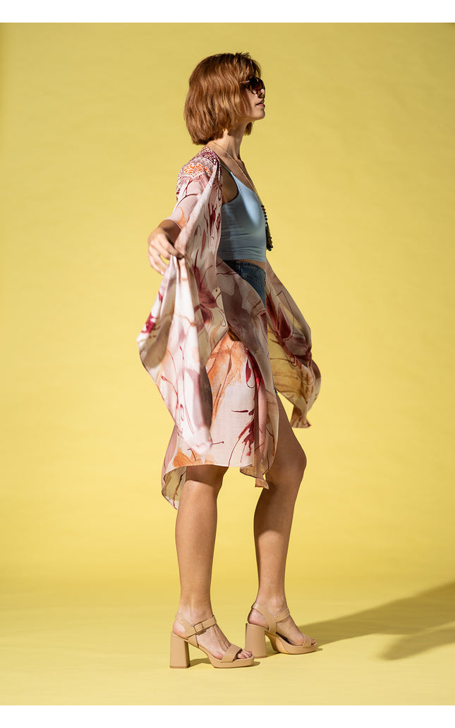 Crimson Mandala Whisper Kimono