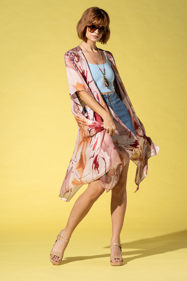 Crimson Mandala Whisper Kimono