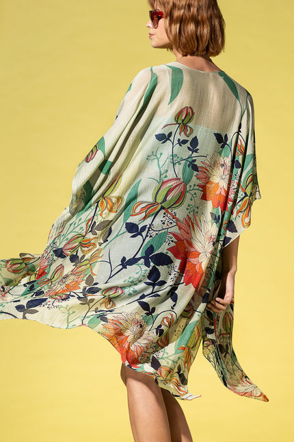 Verdant Garden Draped Kimono
