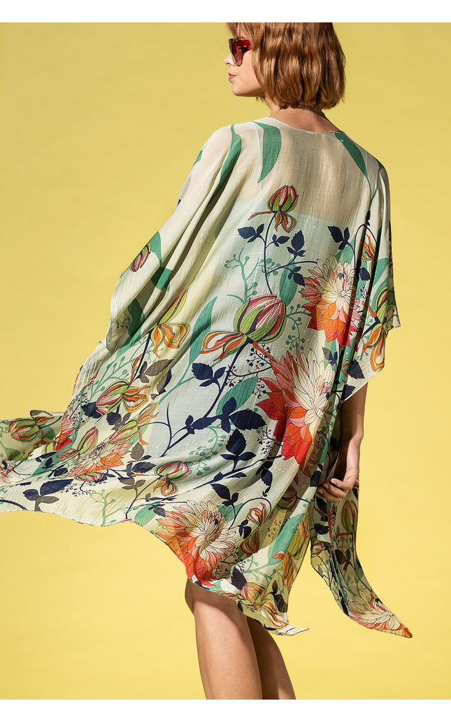 Verdant Garden Draped Kimono