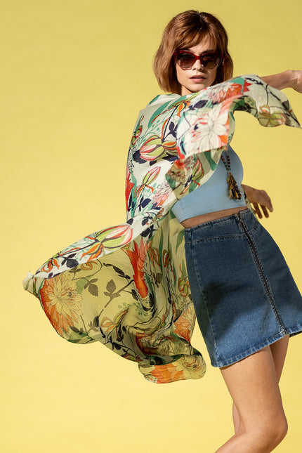 Verdant Garden Draped Kimono