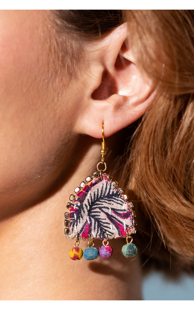 Patchwork Flower Drop Earrings