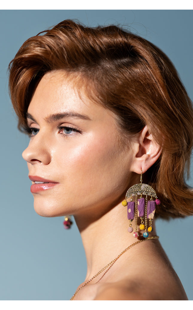 Semicircle Frame Dangle Earrings