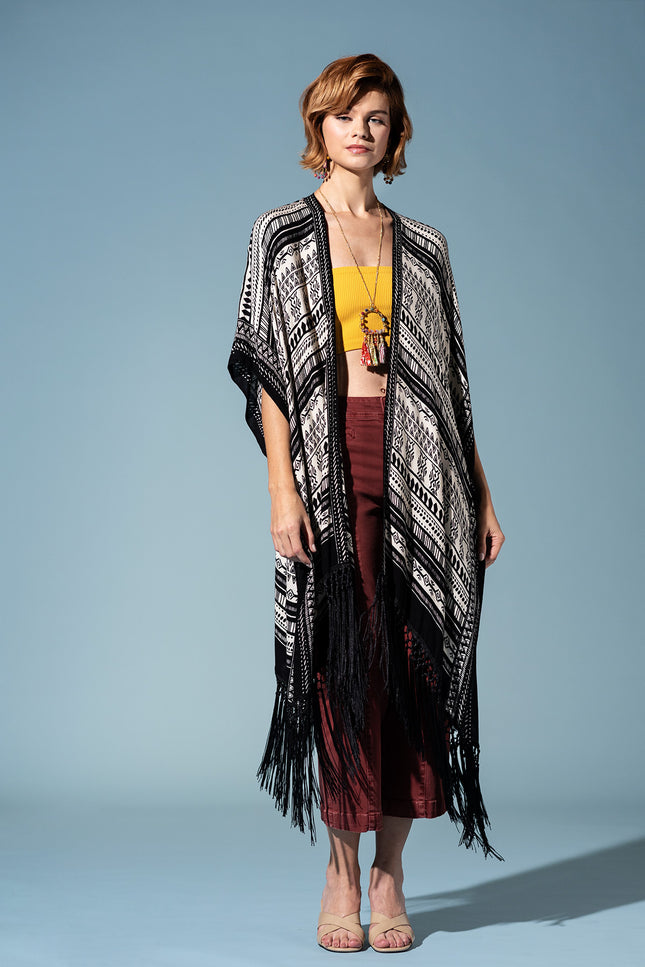 Tribal Fringe Flow Kimono