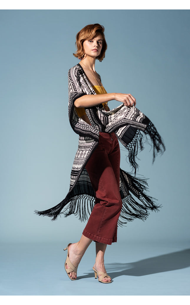 Tribal Fringe Flow Kimono