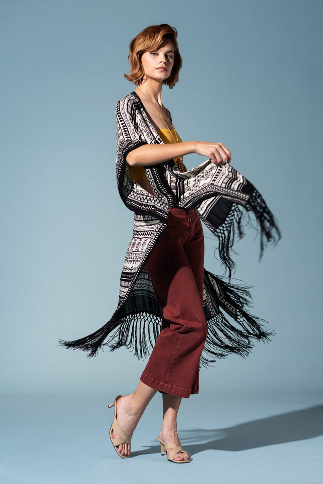 Tribal Fringe Flow Kimono