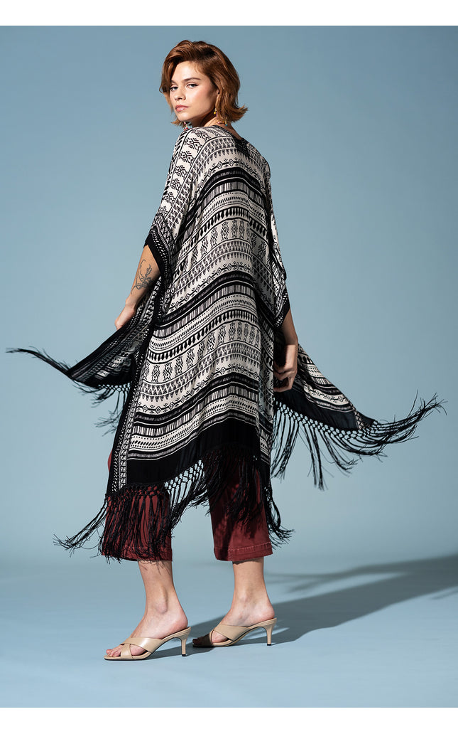 Tribal Fringe Flow Kimono