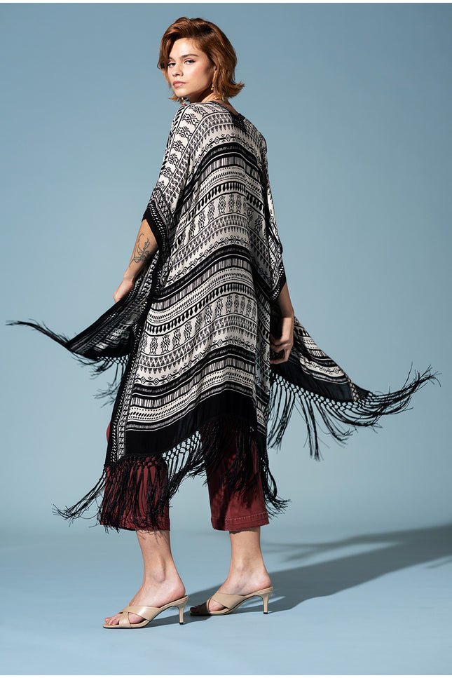 Tribal Fringe Flow Kimono