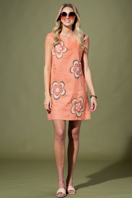 Retro Petal Embroidered Dress