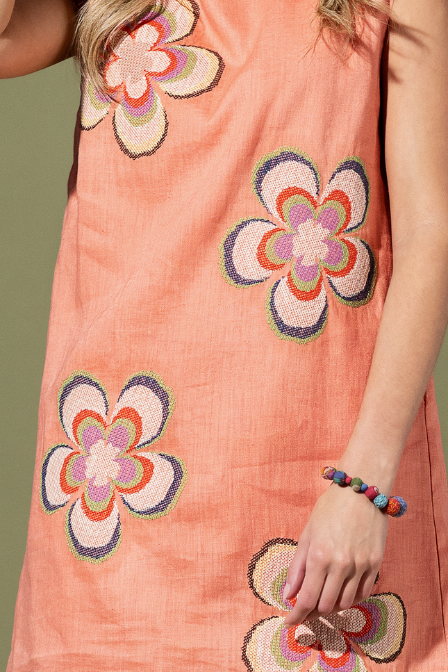 Retro Petal Embroidered Dress