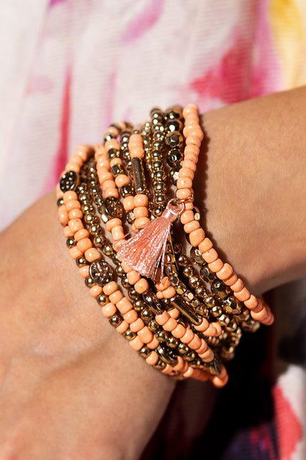 Peach Blossom Beaded Bracelet