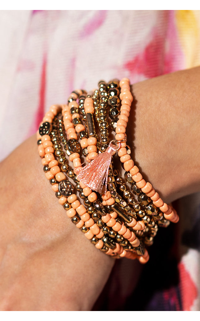Peach Blossom Beaded Bracelet