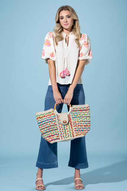 Tahiti Tides Jute Bag