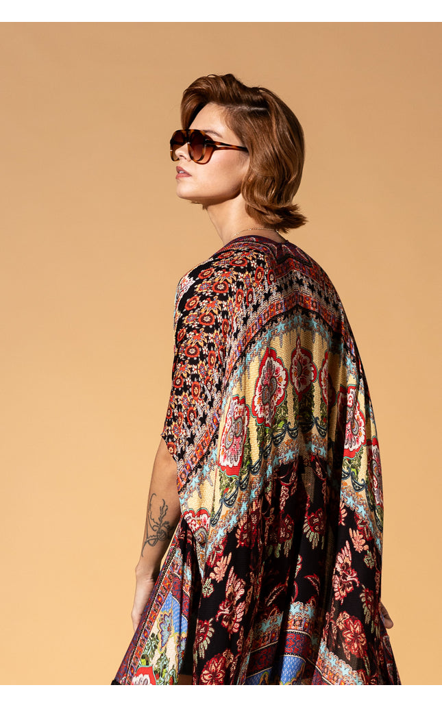 Majestic Mosaic Fringe Kimono