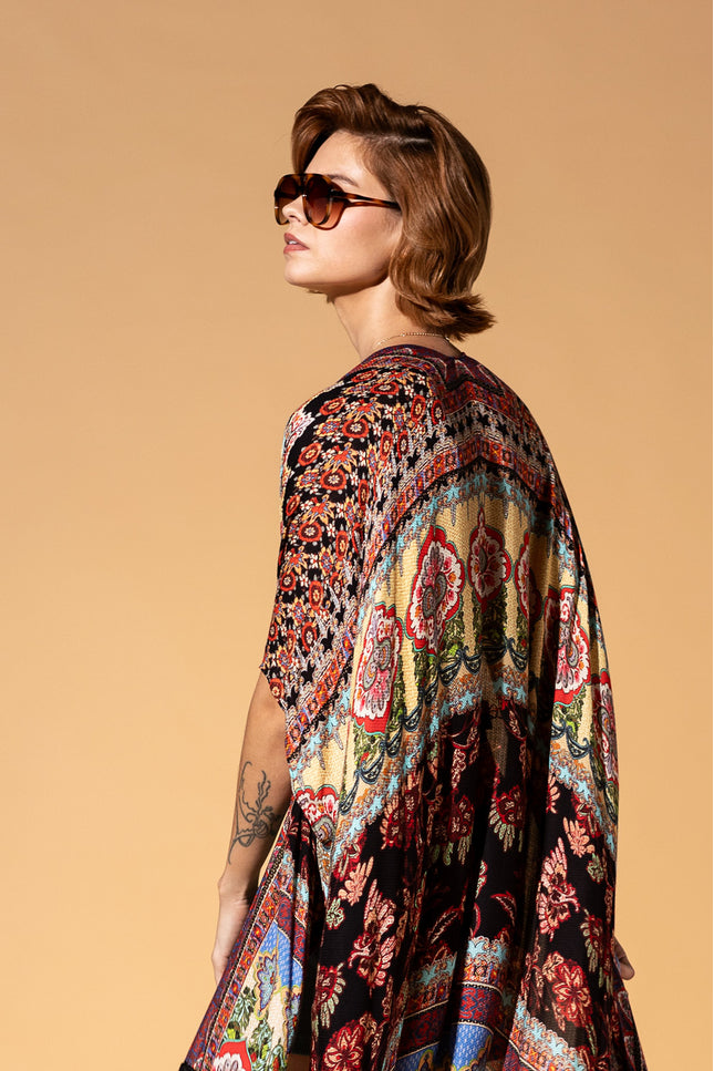 Majestic Mosaic Fringe Kimono