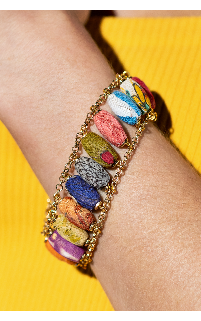 Woven Sari Bead Bracelet