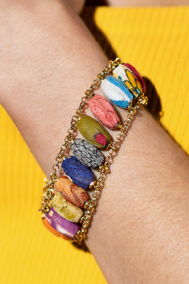 Woven Sari Bead Bracelet