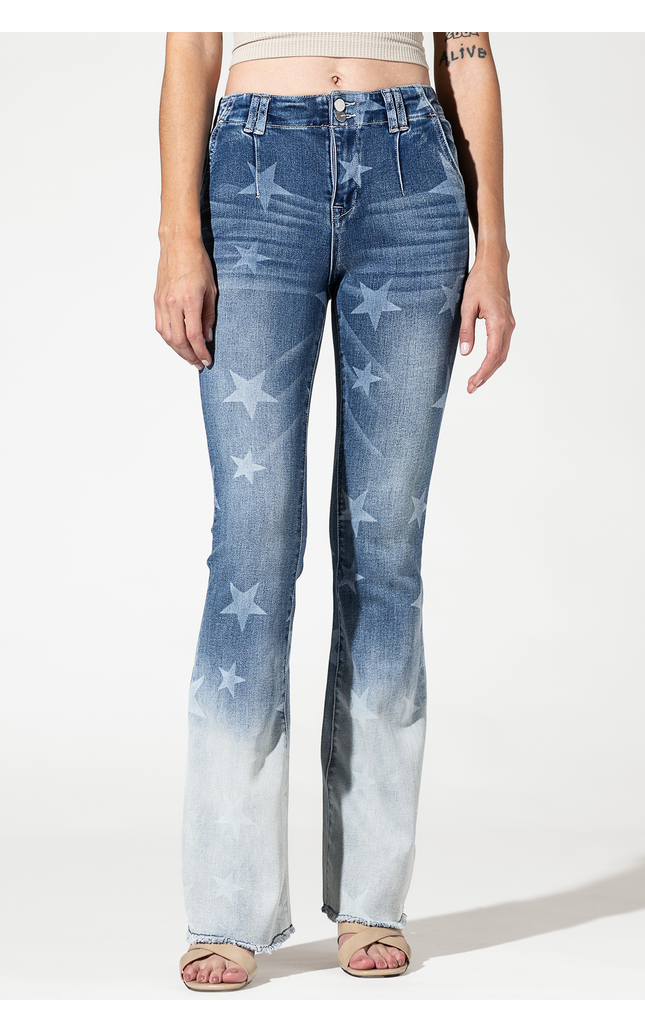 High Rise Flare with Star Print