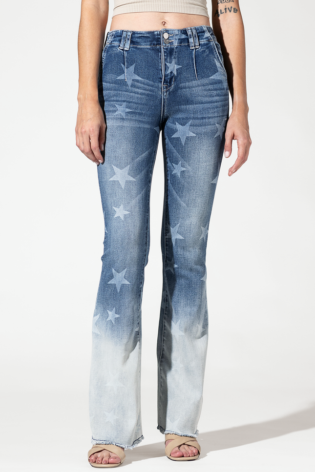 High Rise Flare with Star Print