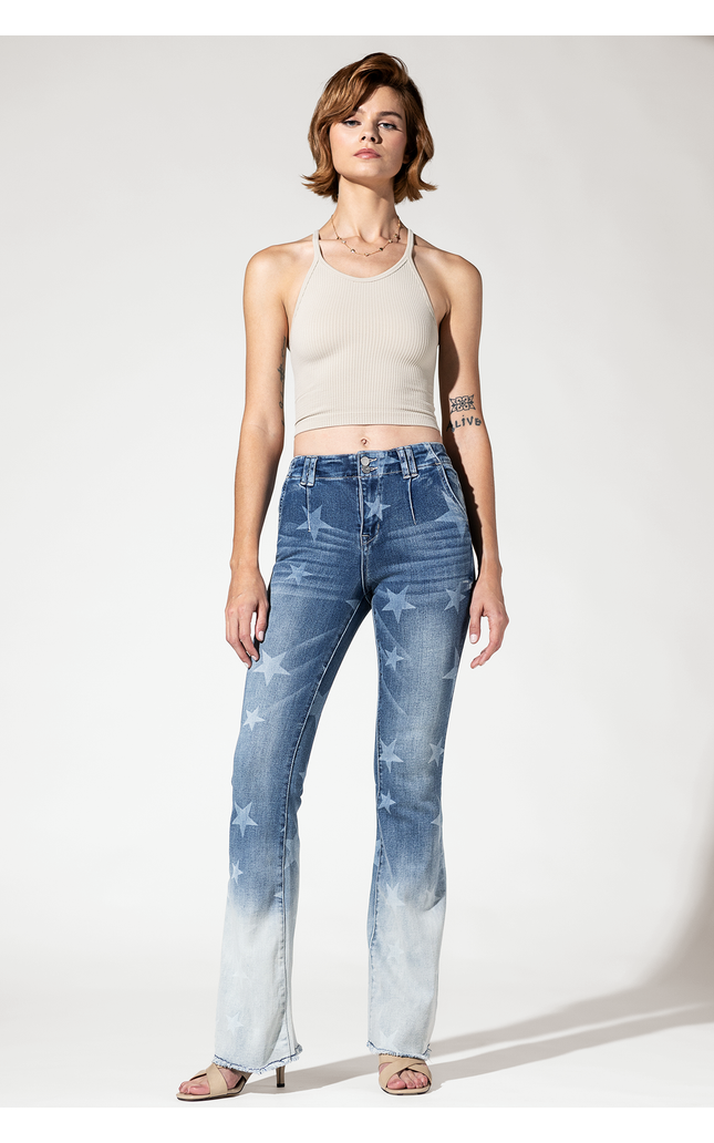 High Rise Flare with Star Print