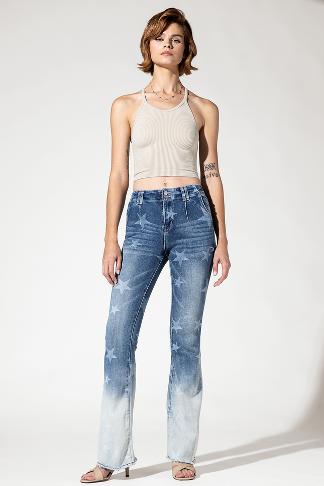 High Rise Flare with Star Print