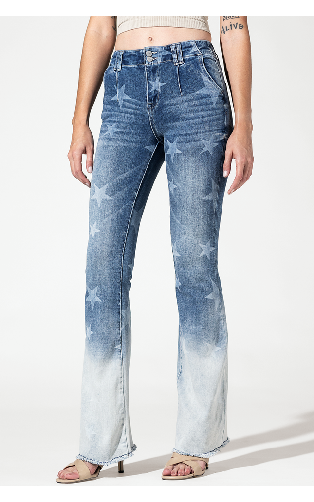 High Rise Flare with Star Print