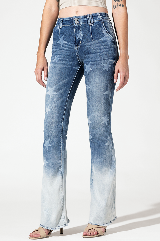 High Rise Flare with Star Print