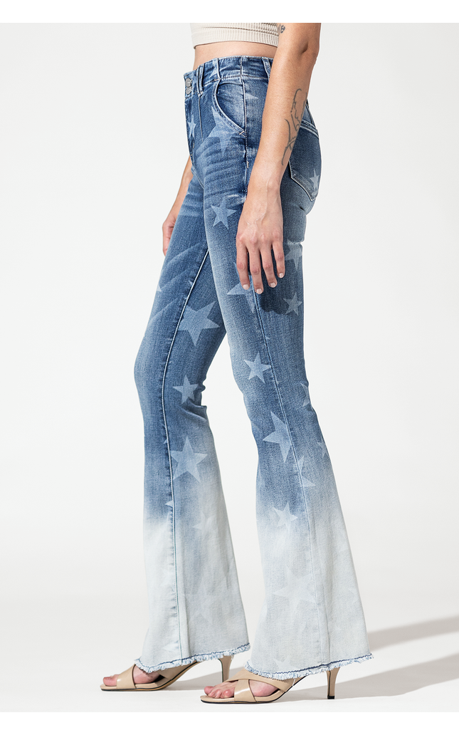 High Rise Flare with Star Print