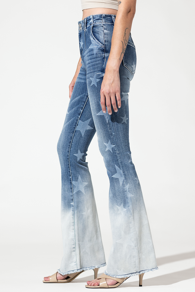 High Rise Flare with Star Print