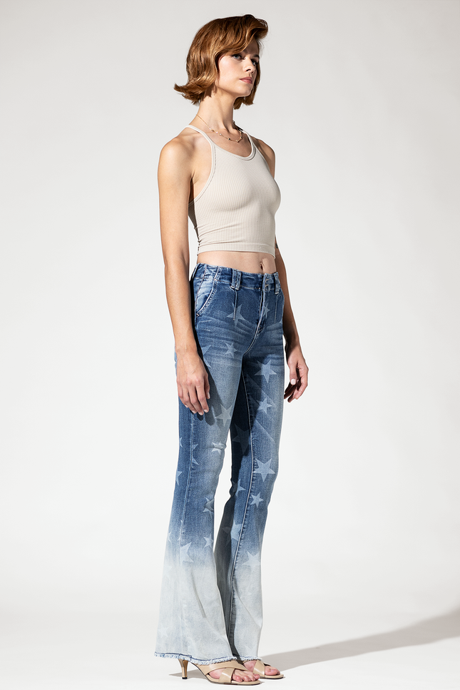 High Rise Flare with Star Print