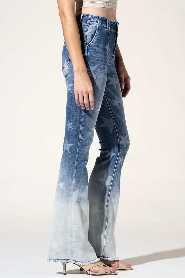 High Rise Flare with Star Print