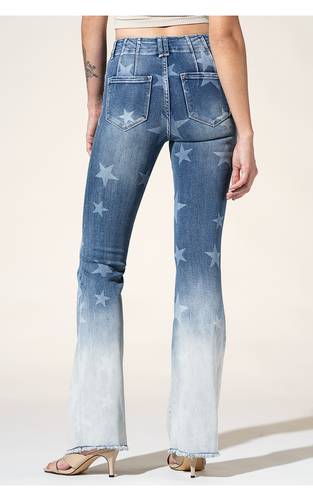 High Rise Flare with Star Print