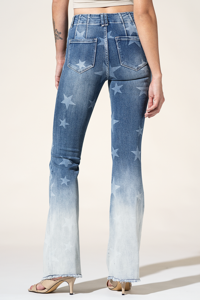 High Rise Flare with Star Print