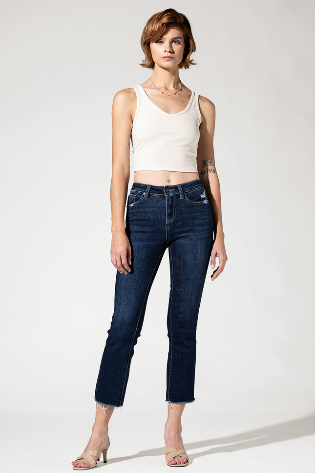 Mid Rise Boot Cut Crop