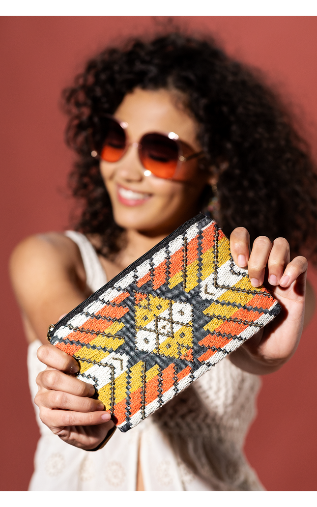 Diamond Ember Jacquard Clutch