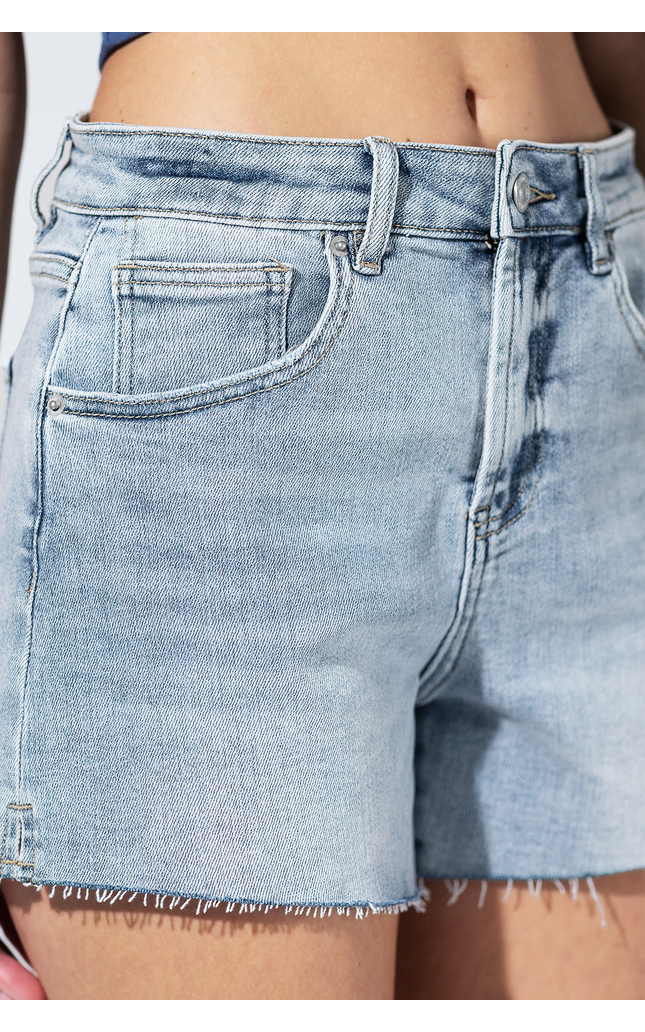 Cleo High Rise Raw Hem Shorts