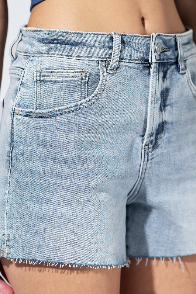 Cleo High Rise Raw Hem Shorts