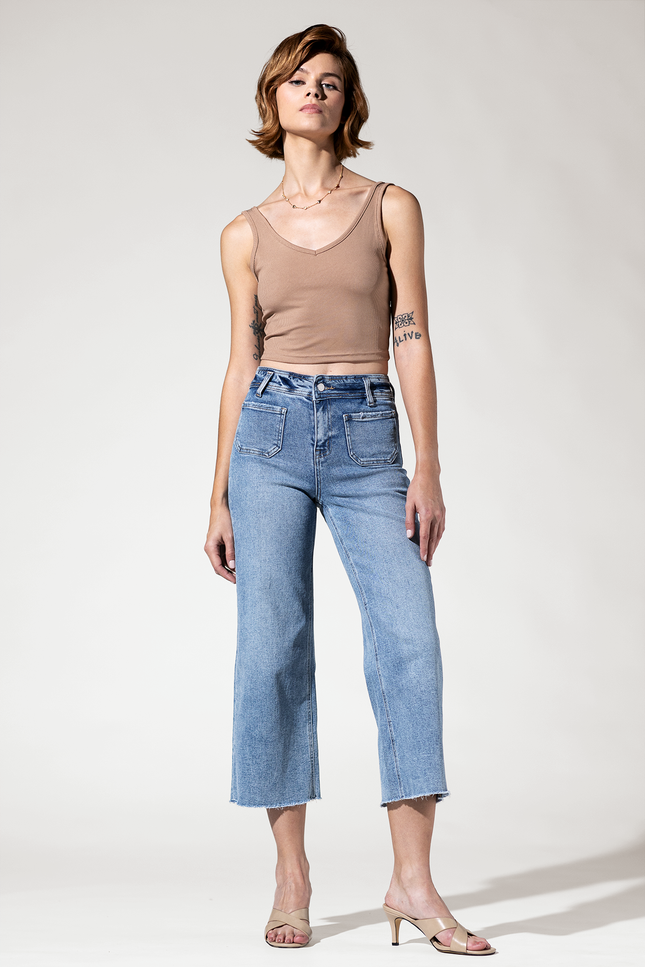 Cropped Wide Leg with Front Pocket