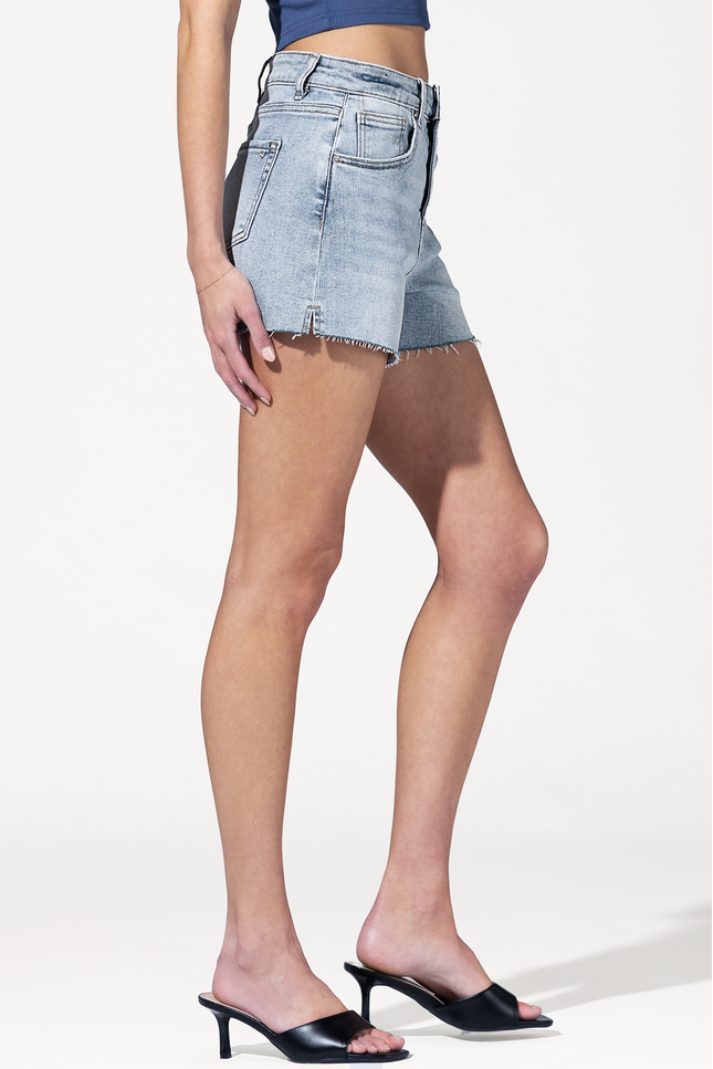 Cleo High Rise Raw Hem Shorts