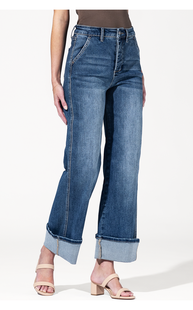 Super High Rise Wide Cuffed Leg Jeans