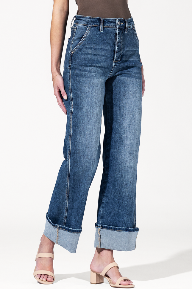 Super High Rise Wide Cuffed Leg Jeans