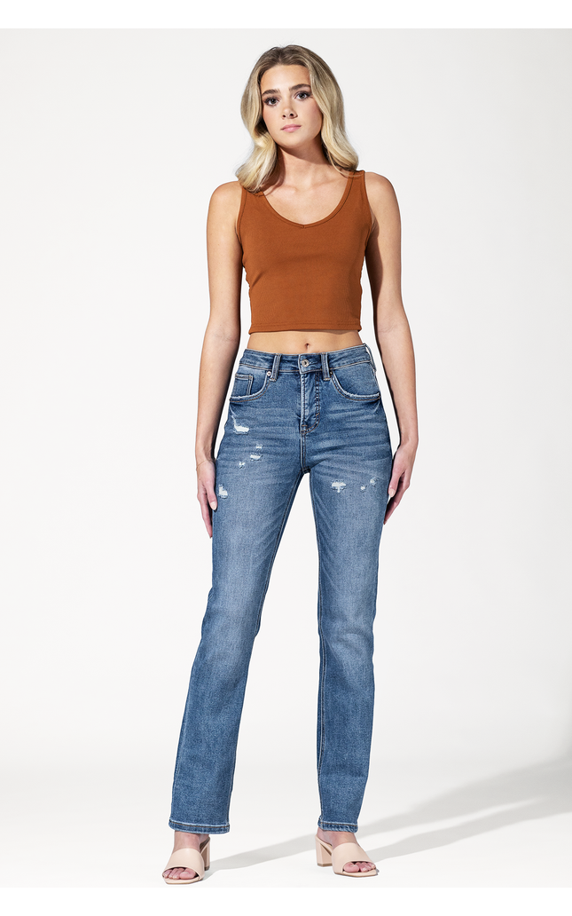 High Rise Slim Straight Leg Jean