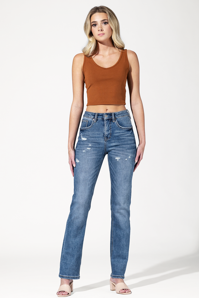 High Rise Slim Straight Leg Jean