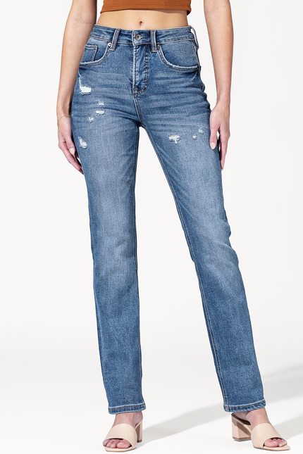 High Rise Slim Straight Leg Jean